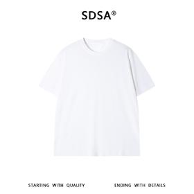 SDSA男装2026新款高贵轻奢基础款舒适纯色小标圆领短袖T恤休闲潮