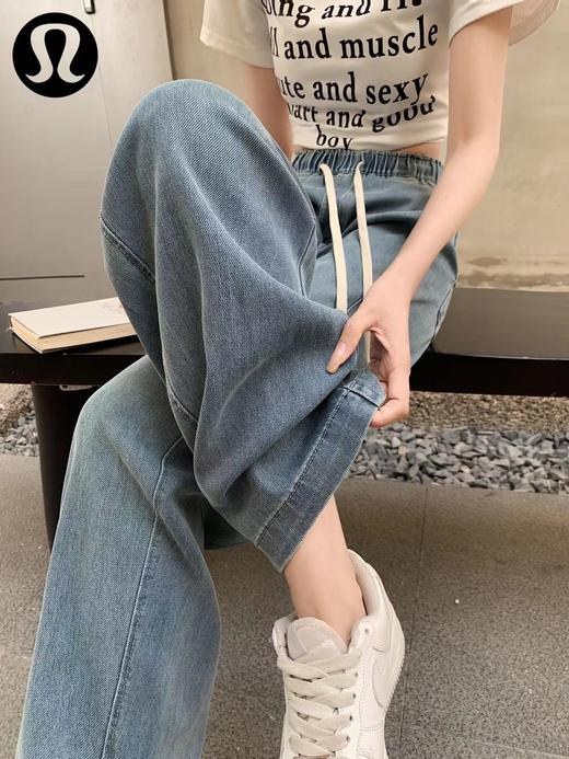 F040933春夏季新款宽松软糯丝滑透气凉感百搭天丝牛仔直筒阔腿裤 商品图6