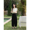 鹿向南「雾感墨色」百搭黑色阔腿牛仔裤女夏季新款宽松显瘦直筒裤 商品缩略图3