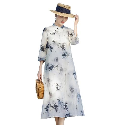 新中式棉麻女装苎麻连衣裙，立领国风复古改良旗袍TT-96222 商品图4