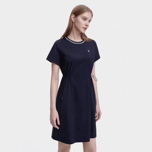 F040935夏季新款复古学院风纯色刺绣吸湿透气女子宽松休闲T恤连衣裙 商品图14