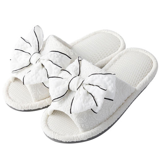NITORI宜得利家居拖鞋 蝴蝶结厚底麻底 WH M（图错） 商品图0