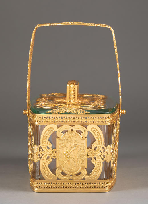 独角鹿西洋古董20世纪法国出品洛可可风格光影乐章主题铜鎏金精雕水晶首饰盒 商品图3