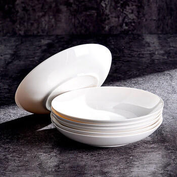 洁雅杰陶瓷盘家用白瓷盘子8英寸中式釉下彩餐盘菜盘汤盘微波炉可用6只装 /厨具 /餐具 /盘/碟 商品图6