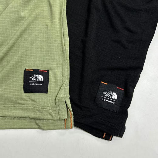 原单正品新西兰 icebreaker 联名北面100%美丽诺羊毛高端男款200 Explore亲肤跑步短袖T恤，

青苔绿/黑色 S-XXL 商品图2