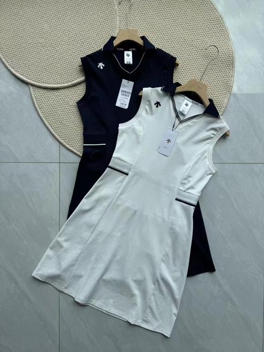 F040910春夏季新款柔软亲肤垂坠感强抗皱耐磨高尔夫女无袖收腰V领连衣裙 商品图4