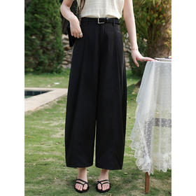 鹿向南「雾感墨色」百搭黑色阔腿牛仔裤女夏季新款宽松显瘦直筒裤