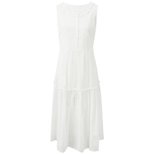 【100棉】三彩2026夏季新款刺绣连衣裙圆领无袖娃娃裙长裙M 商品图4