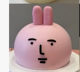 客定款~粉红抽象兔子卡通蛋糕-低糖处理无添加 商品图0