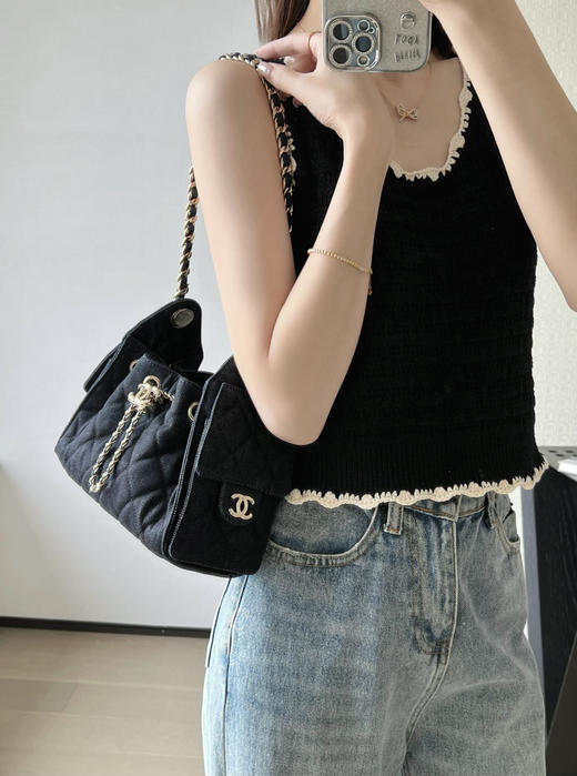 香奈儿 26s春夏 𝟤𝟧𝖬𝗂𝗇𝗂丹宁深牛仔浅金包 商品图2