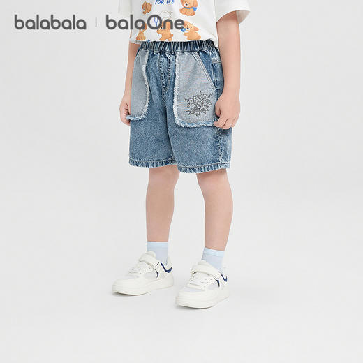 巴拉巴拉童装女童男童短裤儿童裤子2026夏装新款卡通印花毛边口袋 商品图2