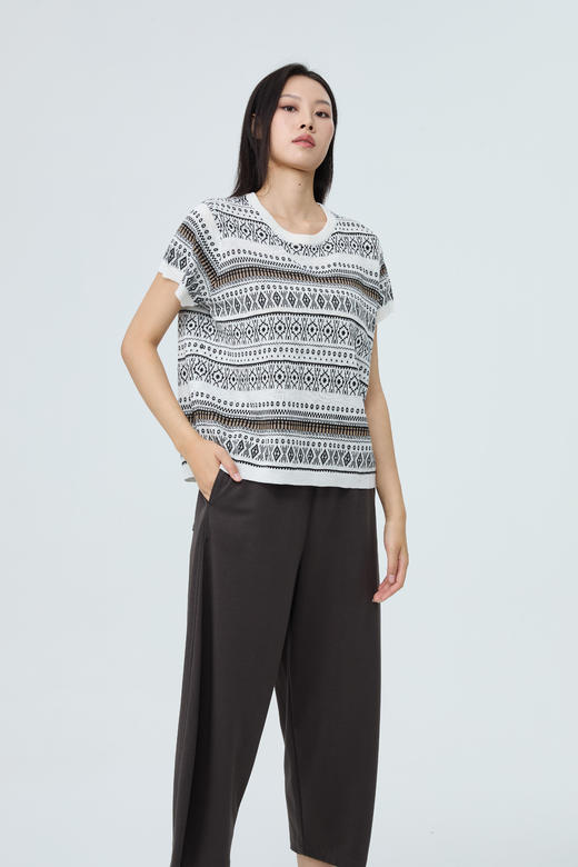 水淼2026夏新款复古提花毛织薄衫2520 商品图0