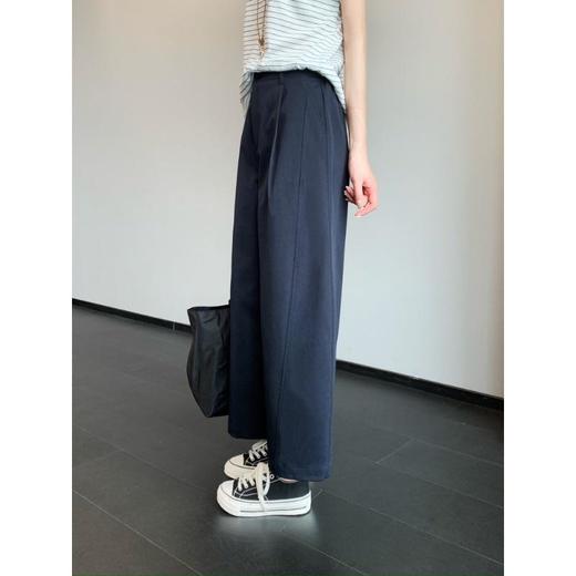 【春日蓝调】折纸九分裤！2026休闲慵懒中高腰阔腿裤女九分裤显瘦解构分割裤！ 商品图2