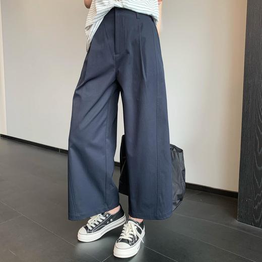 【春日蓝调】折纸九分裤！2026休闲慵懒中高腰阔腿裤女九分裤显瘦解构分割裤！ 商品图1