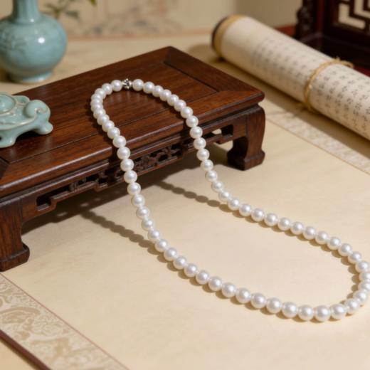 正圆极光小米珠 7mm珍珠项链 主推 精致日常 通勤优选 [发：89] 商品图2