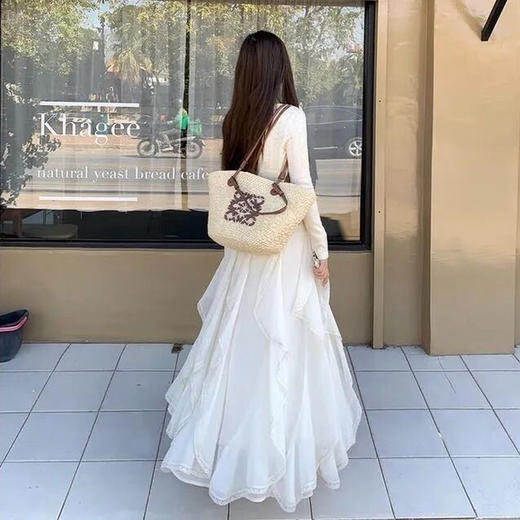 法式蕾丝蛋糕裙 | 清透米白雪纺皱轻盈飘逸，春夏穿太舒服，短/长款可选【3-5天发货】 商品图5