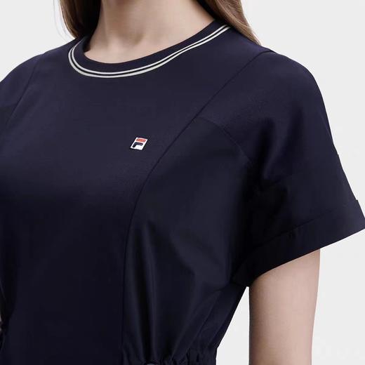 F040935夏季新款复古学院风纯色刺绣吸湿透气女子宽松休闲T恤连衣裙 商品图12