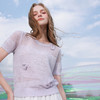 【莱赛尔】三彩2026夏季新款短袖花朵针织衫镂空肌理感套头上衣M 商品缩略图1