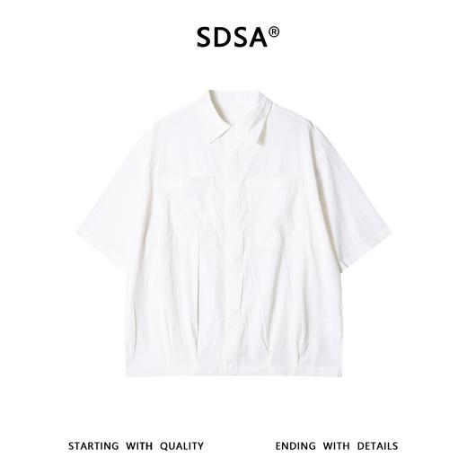 SDSA男装2026新款轻奢日系纯色提花格纹短袖衬衫双口袋百搭亲肤 商品图0