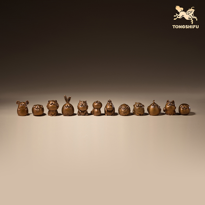 铜师傅《傲娇十二生肖》桌面创意生肖吉祥物紫铜摆件 家居装饰品