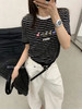 DYJ2602617绢丝小马刺绣条纹T 商品缩略图0