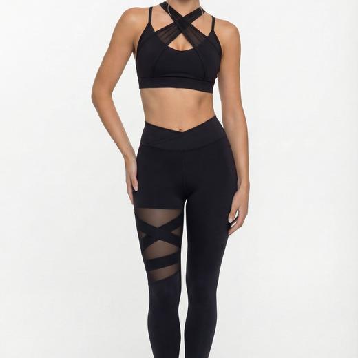 跃牌【菲芬之想】系列网纱交叉舒适瑜伽文胸聚拢透气无钢圈运动内衣高级感训练健身套装 商品图3