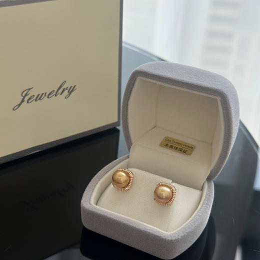 浓金 9-10mm 南洋金珠 纯银镀金配件 小微瑕在侧背面 都没咋留意到 完全不影响佩戴 商品图0