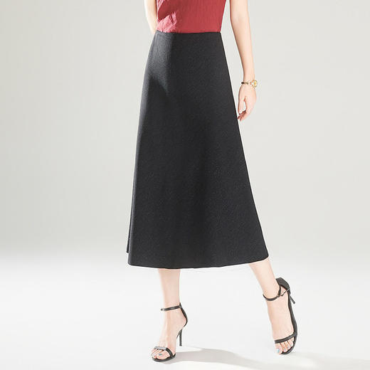 「自」全新升级【铂金会员146/天猫199/差价53】(21411)洛诗琳时尚简约亮丝半身裙女2026夏季新款版高腰通勤A字裙 商品图1