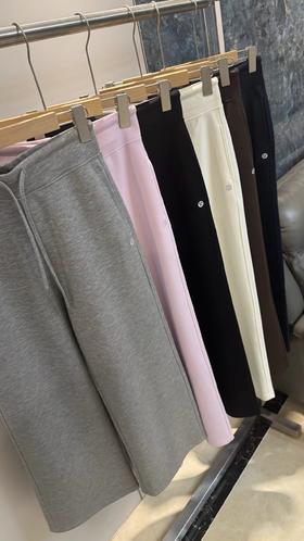 F040934春夏季新款高弹软糯亲肤透气高腰抽绳腰头直筒阔腿长裤卫裤