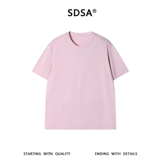 SDSA男装2026新款高贵轻奢基础款舒适纯色小标圆领短袖T恤休闲潮 商品图0