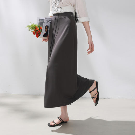 三彩2026夏季新款休闲半身裙松紧腰直筒裙长裙宽松M 商品图3