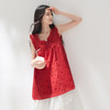 【100棉】三彩2026夏季新款镂空绣花小衫宽松系带娃娃衫上衣M 商品缩略图1