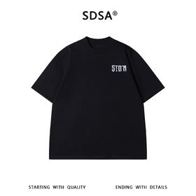 SDSA男装2026新款高贵轻奢宽松重磅珠子刺绣字母圆领短袖T恤百搭