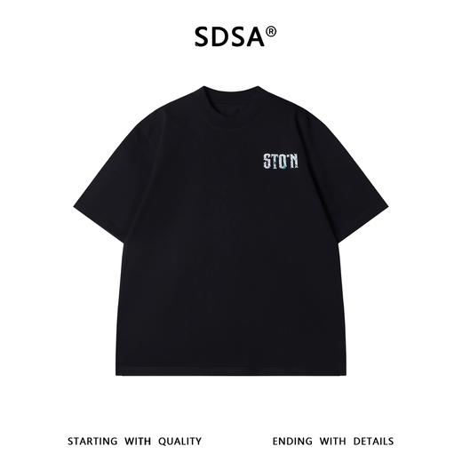 SDSA男装2026新款高贵轻奢宽松重磅珠子刺绣字母圆领短袖T恤百搭 商品图0