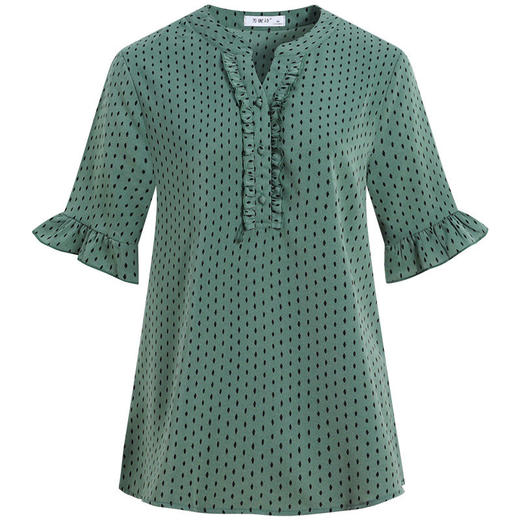 大码波点短袖雪纺衬衫女2026新款妈妈时尚漂亮小衫胖mm遮肚子上衣 商品图4