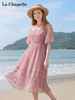 天猫同步【轻奢！沙滩裙】拉夏贝尔/La Chapelle刺绣重工圆领短袖宽松连衣裙轻奢女收腰显瘦度假风 商品缩略图0