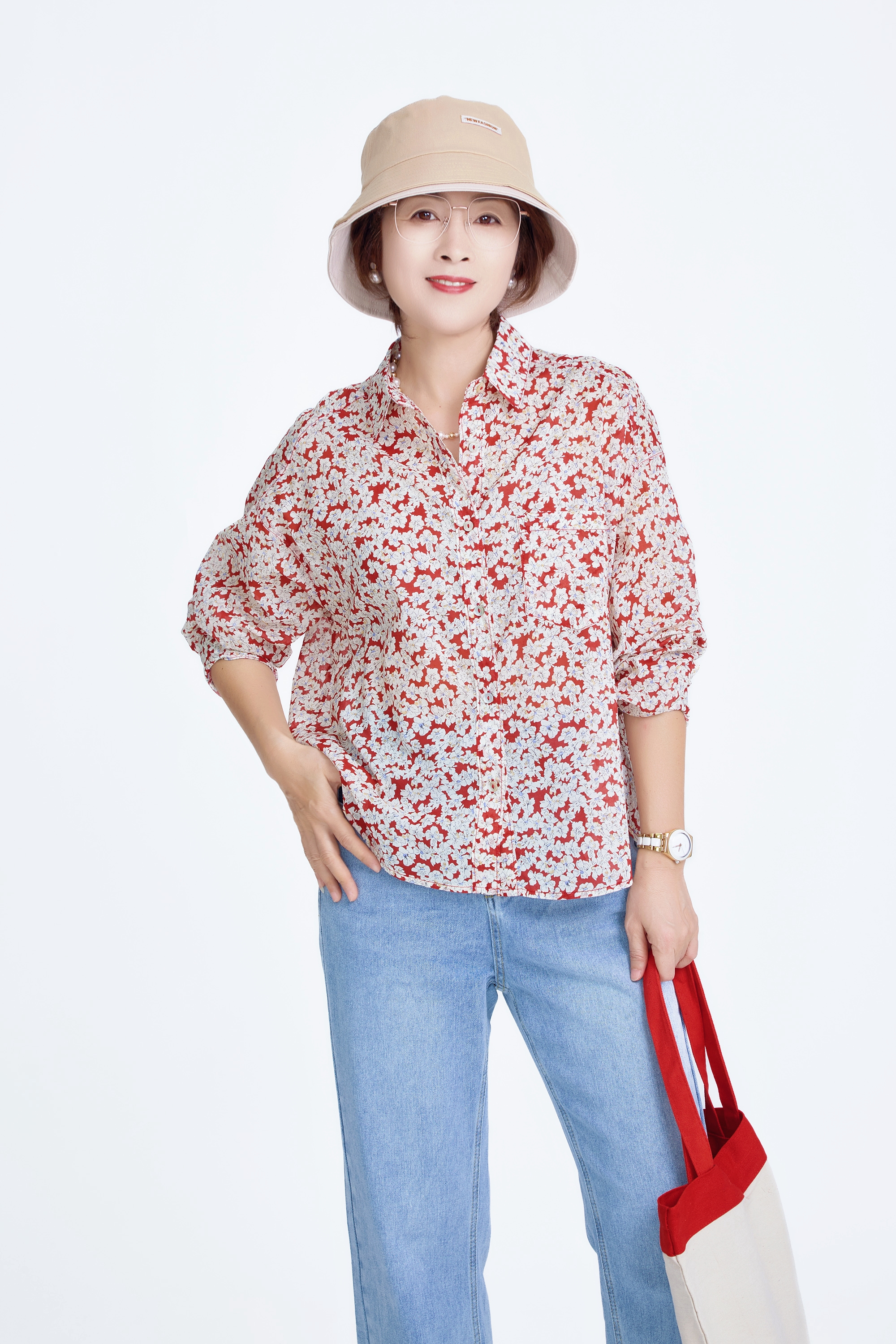 碎花纯棉长袖衬衫