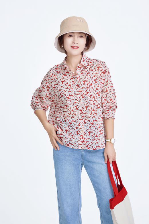 碎花纯棉长袖衬衫 商品图0