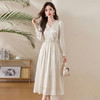 「自」全新升级【铂金会员330/天猫439/差价109】(01540)洛诗琳气质V领钉珠连衣裙女2026新款高级感温柔风收腰长裙 商品缩略图0