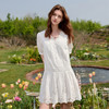 三彩2026夏季新款刺绣娃娃裙V领泡泡袖A字连衣裙短裙M 商品缩略图2