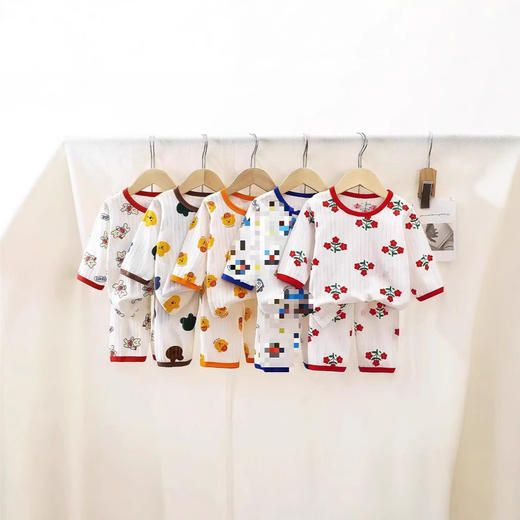 春夏儿童七分袖纯棉家居服套装透气舒适纯棉呼吸棉宝宝睡衣空调服 商品图0