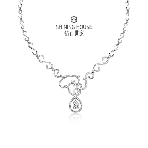 幻美佳人系列[天然] 钻石世家 18k金钻石项链 18K金钻石耳饰 天然真钻K金项链K金耳饰婚嫁结婚订婚耀目群镶18K金天然真钻钻石项链钻石耳饰（预计3天发货） 商品图1