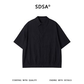 SDSA男装2026新款轻奢日系纯色提花格纹短袖衬衫双口袋百搭亲肤