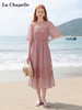 天猫同步【轻奢！沙滩裙】拉夏贝尔/La Chapelle刺绣重工圆领短袖宽松连衣裙轻奢女收腰显瘦度假风 商品缩略图3