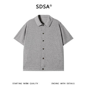 SDSA男装2026新款高贵轻奢简约日系纽扣翻领针织短袖T恤百搭时尚