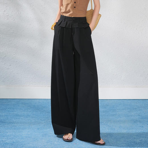 「自」全新升级【铂金会员146/天猫199/差价53】(03920)洛诗琳气质百搭高腰阔腿裤女2026春夏新款设计感通勤长裤 商品图1