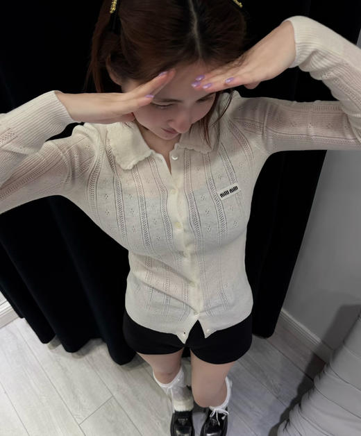 miu风同款花瓣领小开衫外套 商品图1