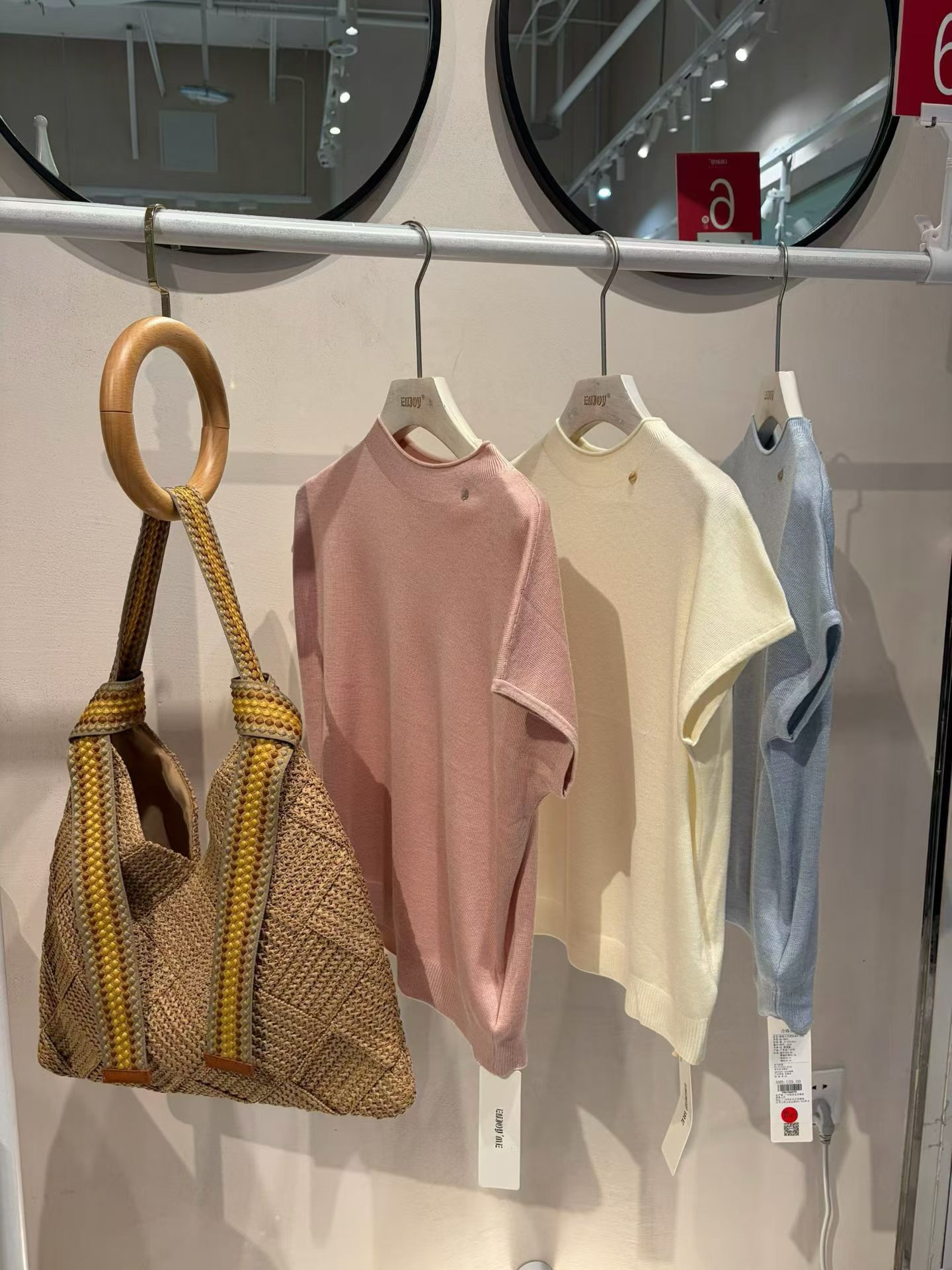 【门店同款】ENJOY春季韩系小立领短袖针织衫 169152253