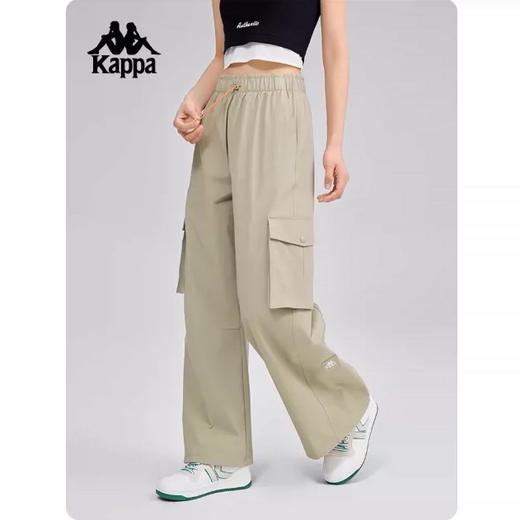 MJ| 卡帕Kappa运动裤背靠背女户外防泼水弹力长裤宽松直筒裤K0F42AY81 商品图0