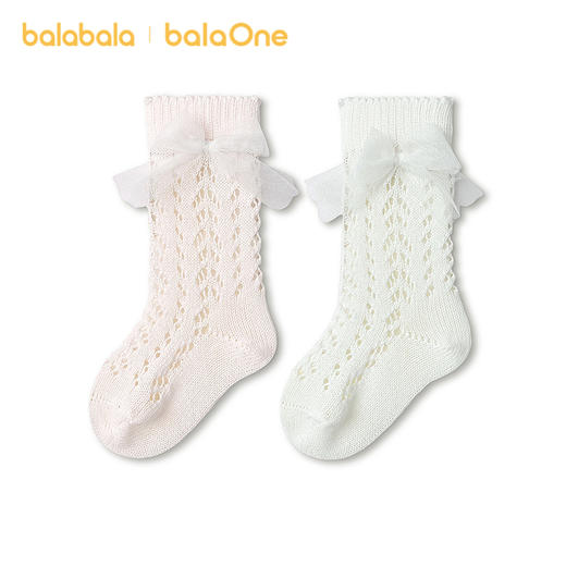 巴拉巴拉宝宝袜子夏季网眼袜透气薄婴幼儿中筒袜女童甜美两双装 商品图4
